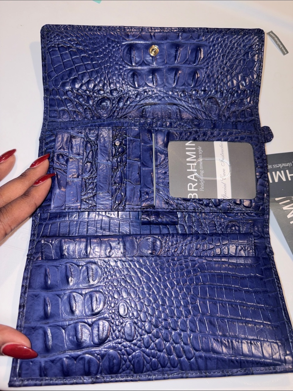 Brahmin wallet. Blue leather and fur. New with tags - Picture 4 of 7